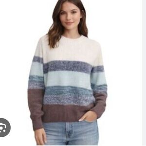 Fate Women's Striped Sweater in Cream, Blue, and Brown in EUC!!